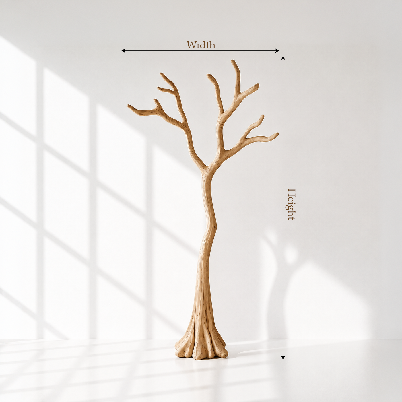 Natural Solid Wood Tree Coat Rack