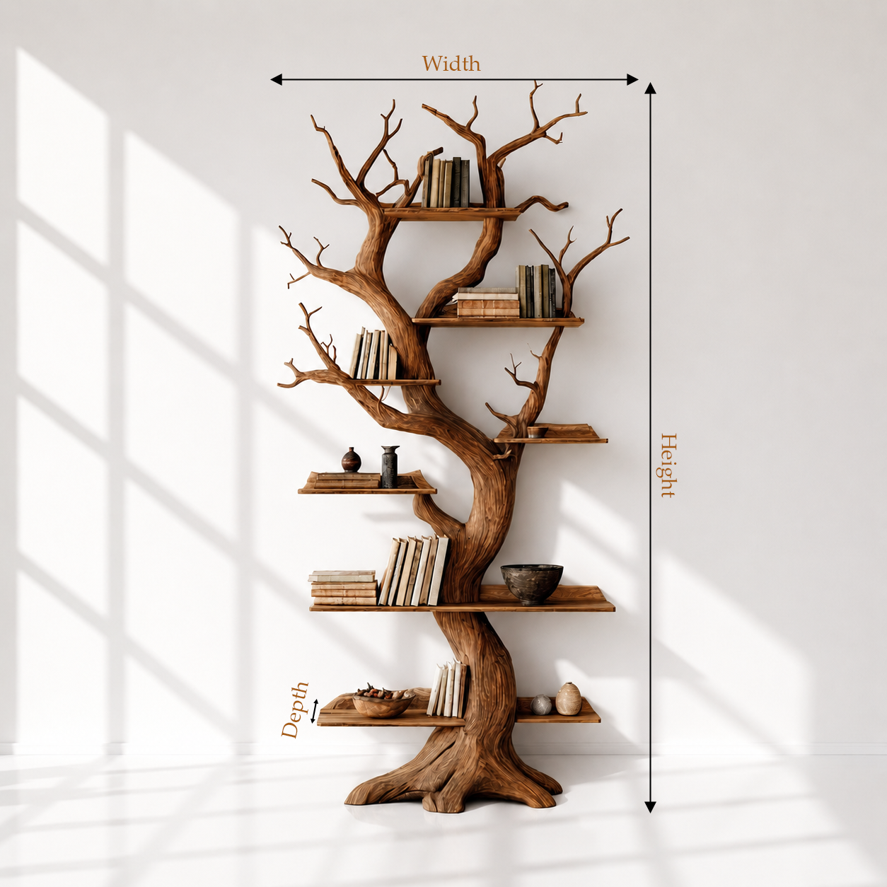 Solid Wood Tree Shaped Bookshelf