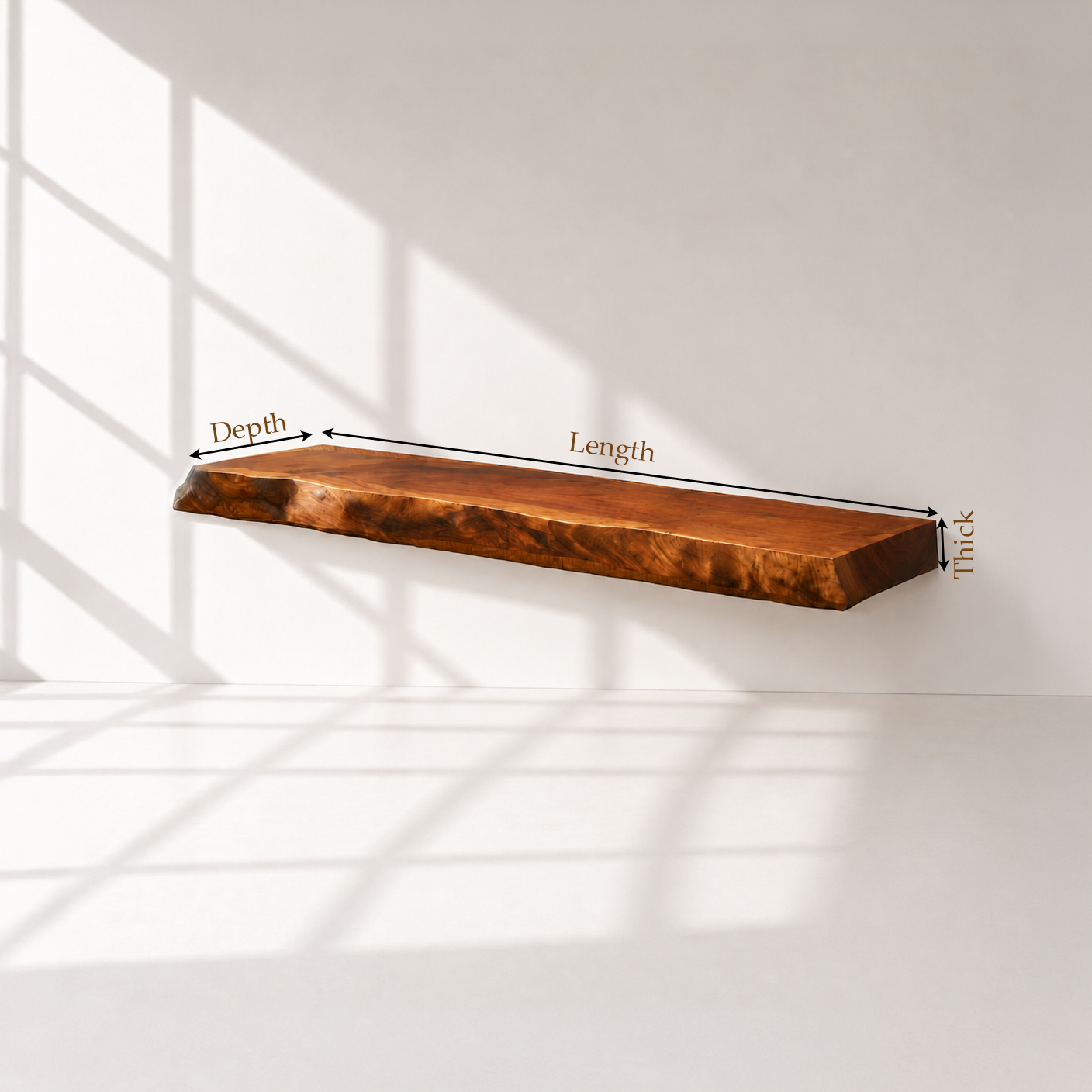 Handcrafted Solid Wood Floating Shelf