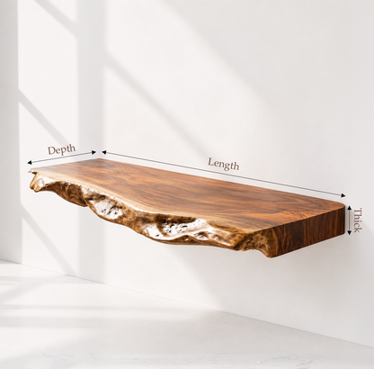 Floating Live Edge Wood Bathroom Vanity