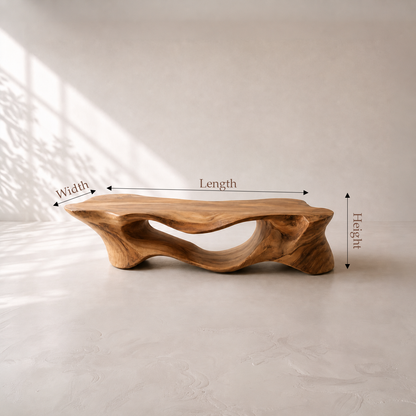 Handmade Sculptural Solid Wood Coffee Table