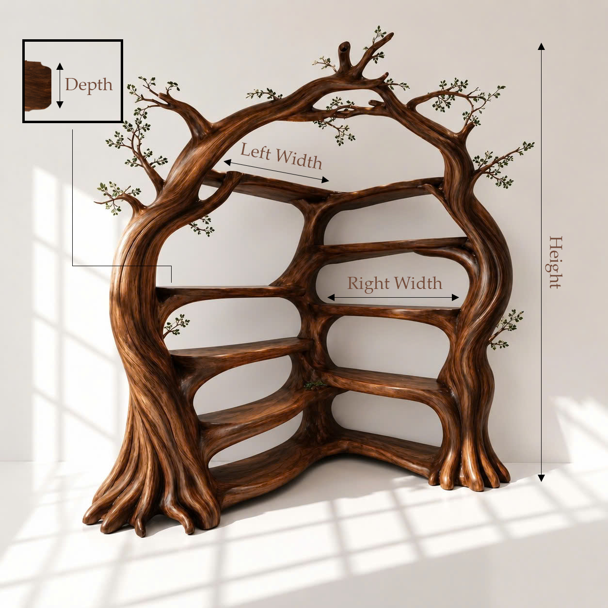 Solid Wood Tree Shaped Display Bookshelf
