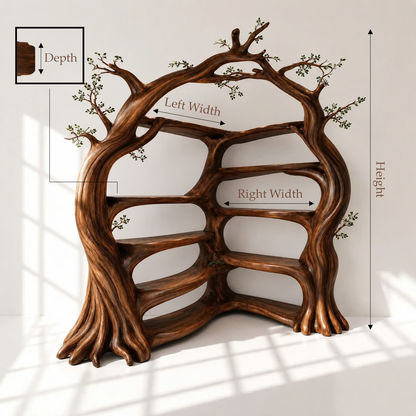 Solid Wood Tree Shaped Display Bookshelf