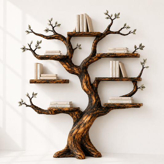 Rustic Wood Tree Shape Bookshelf