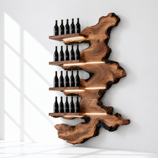 Handmade Solid Wood Live Edge Wine Rack