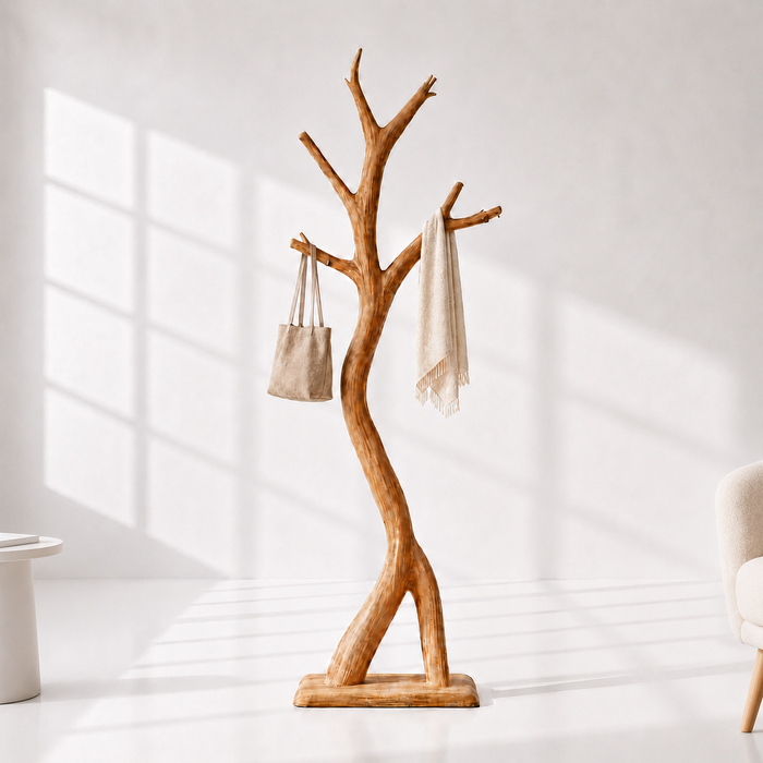 Freestanding Tree Coat Rack Solid Wood
