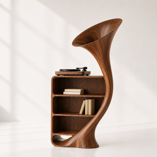 Modern Sculptural Record Player Stand