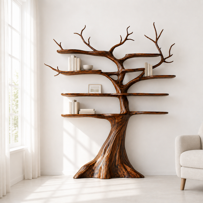 Wall Mounted Rustic Tree Bookshelf