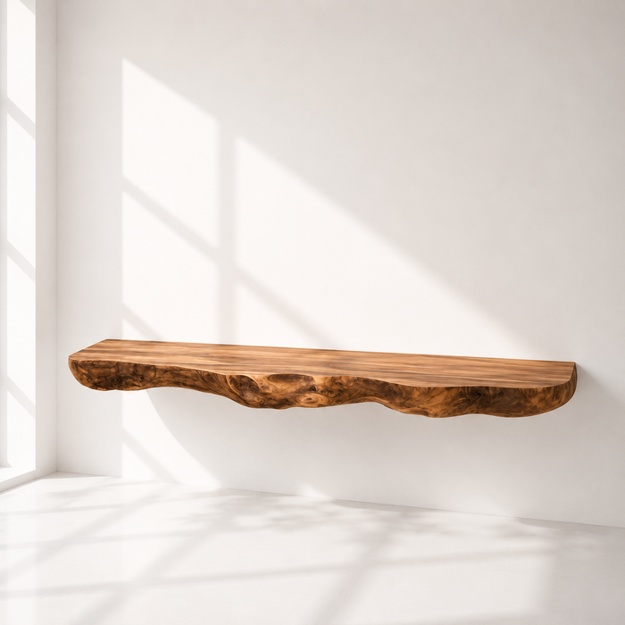 Wall-Mounted Live Edge Wood Bathroom Vanity