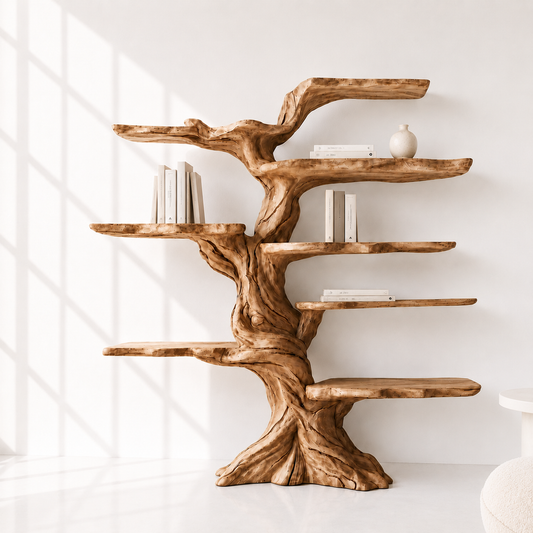 Artisan Wood Freestanding Tree Shaped Bookshelf