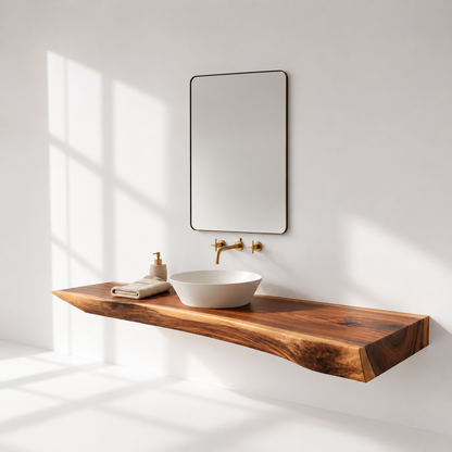 Floating Modern Rustic Wood Bathroom Vanity
