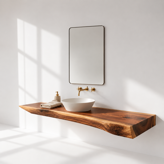 Floating Modern Rustic Wood Bathroom Vanity
