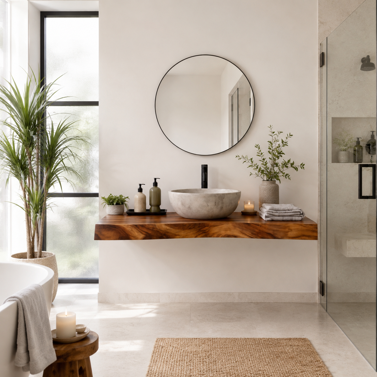 Floating Hardwood Bathroom Vanity