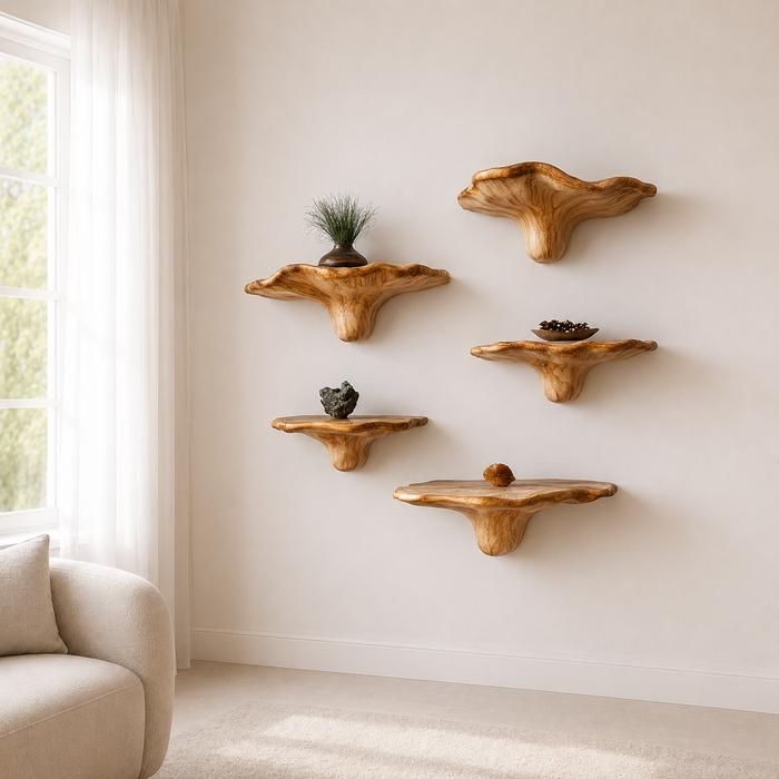 Organic Wood Mushroom Floating Shelf