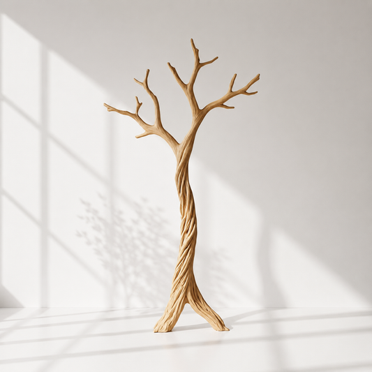 Rustic Solid Wood Tree Coat Rack