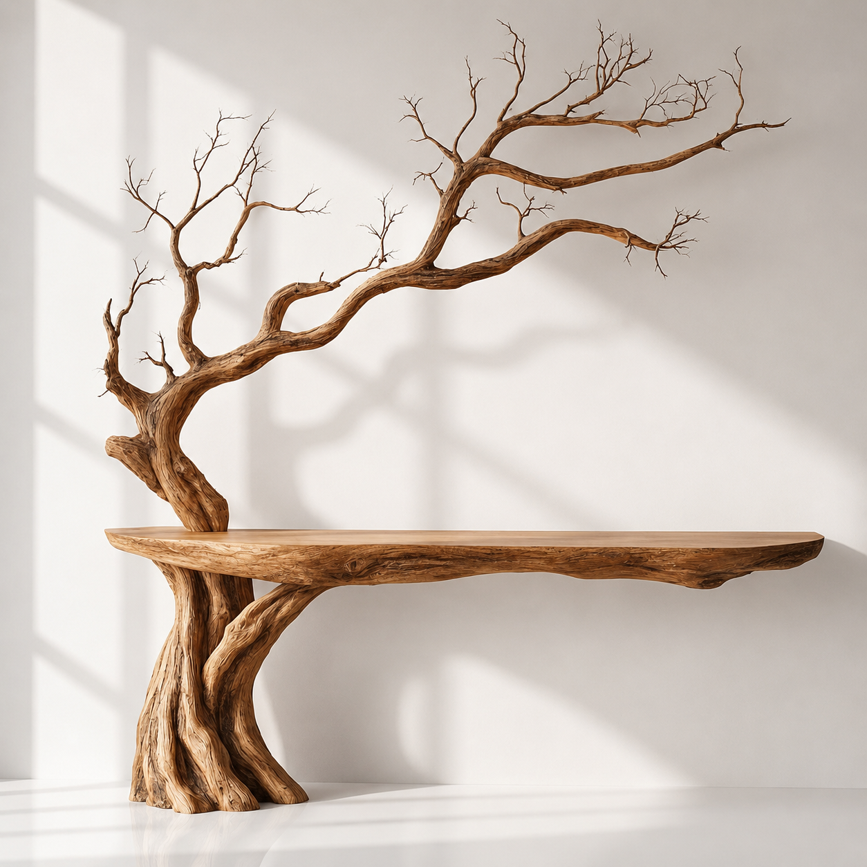Rustic Wood Tree Branch Console Table