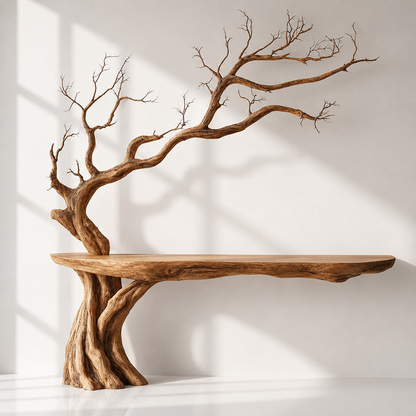 Rustic Wood Tree Branch Console Table