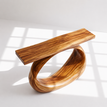 Minimalist Sculptural Wood Console Table