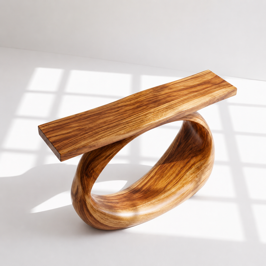 Minimalist Sculptural Wood Console Table