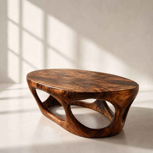 Biophilic Modern Sculptural Wood Coffee Table