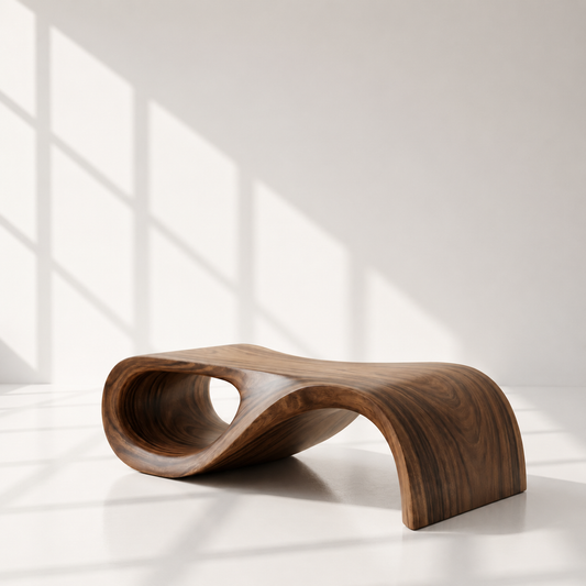 Organic Modern Curved Wood Coffee Table