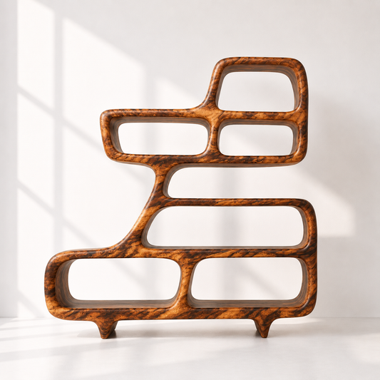 Modern Sculptural Solid Wood Bookshelf