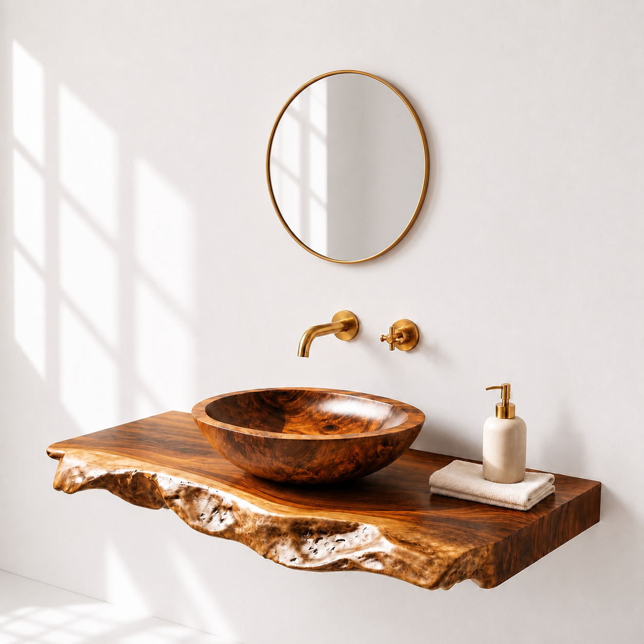 Floating Live Edge Wood Bathroom Vanity