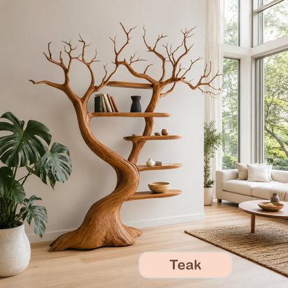 Natural Tree Shaped Open Bookshelf