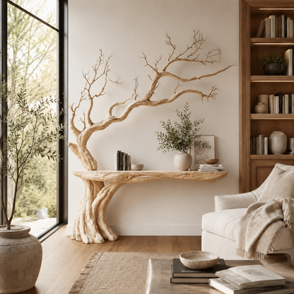 Rustic Wood Tree Branch Console Table