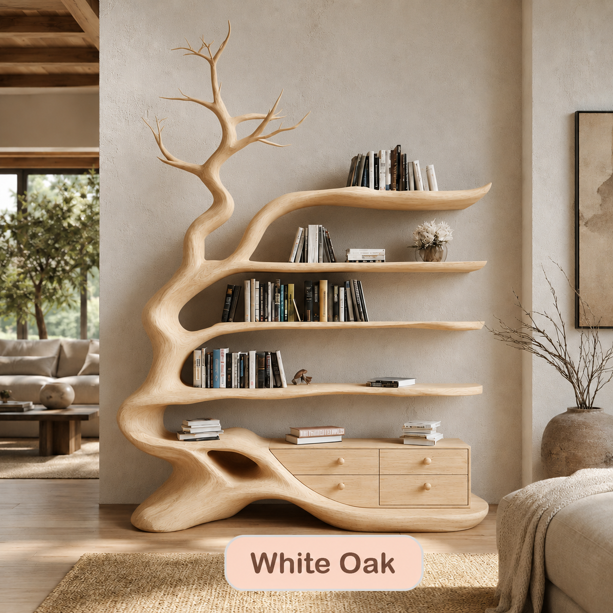Hardwood Tree Shaped Bookshelf