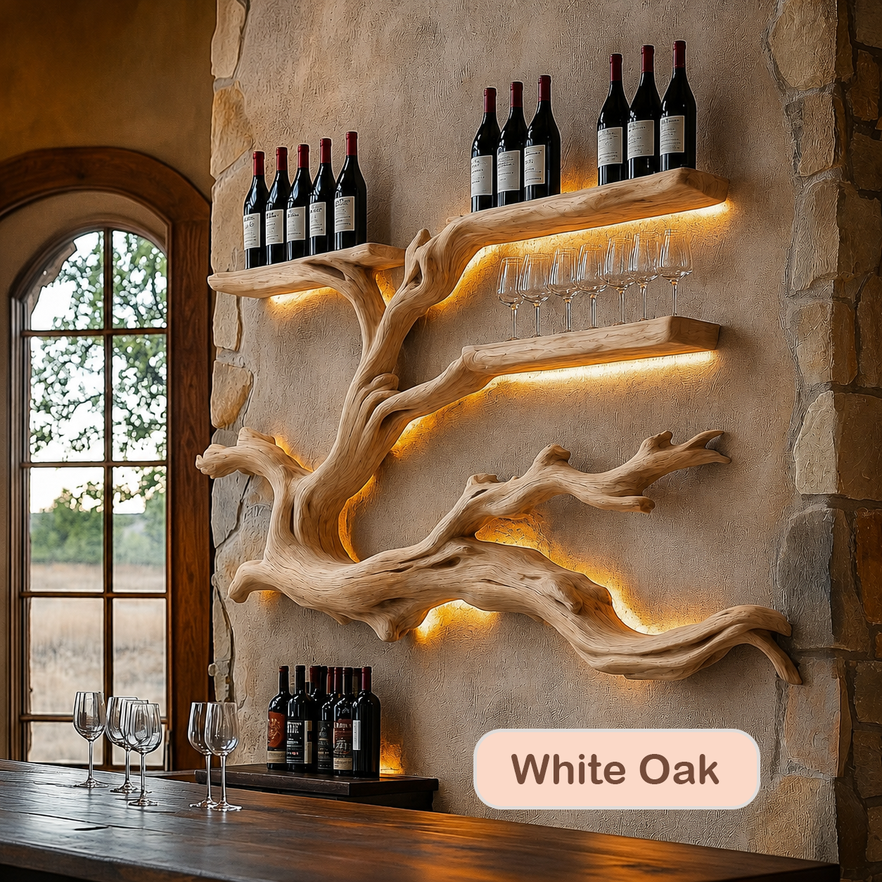 Wall Mounted Tree Wood Wine Rack