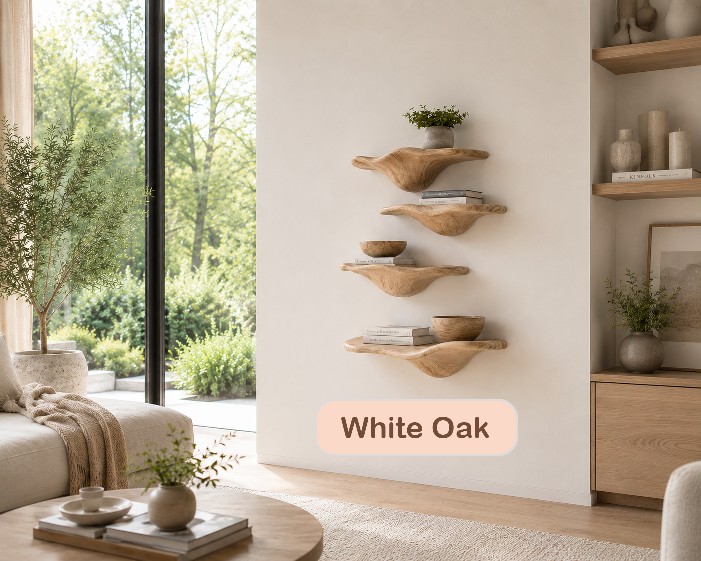 Organic Solid Wood Mushroom Floating Shelves