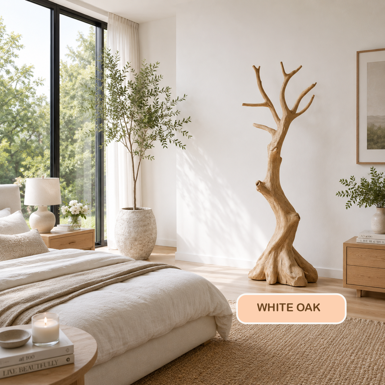 Freestanding Solid Wood Tree Coat Rack