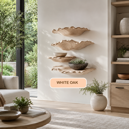 Rustic Solid Wood Mushroom Floating Shelves