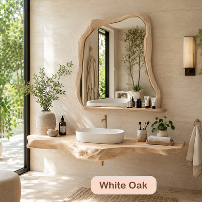 Floating Live Edge Solid Wood Vanity