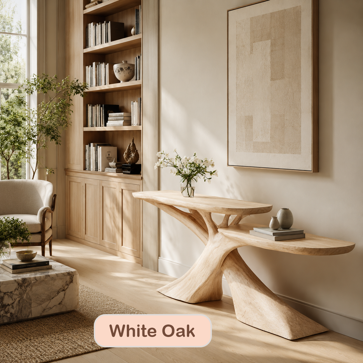 Modern 2-Tier Wood Console Table