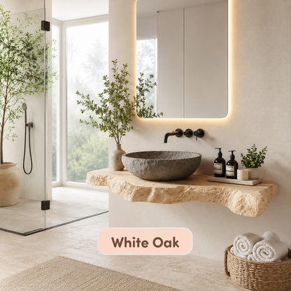 Handmade Rustic Wood Floating Bathroom Counter