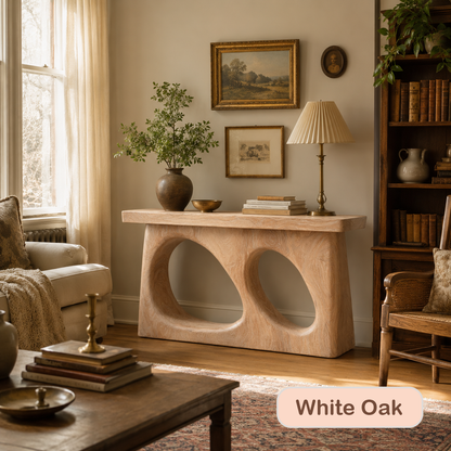 Modern Solid Wood Sculptural Console Table