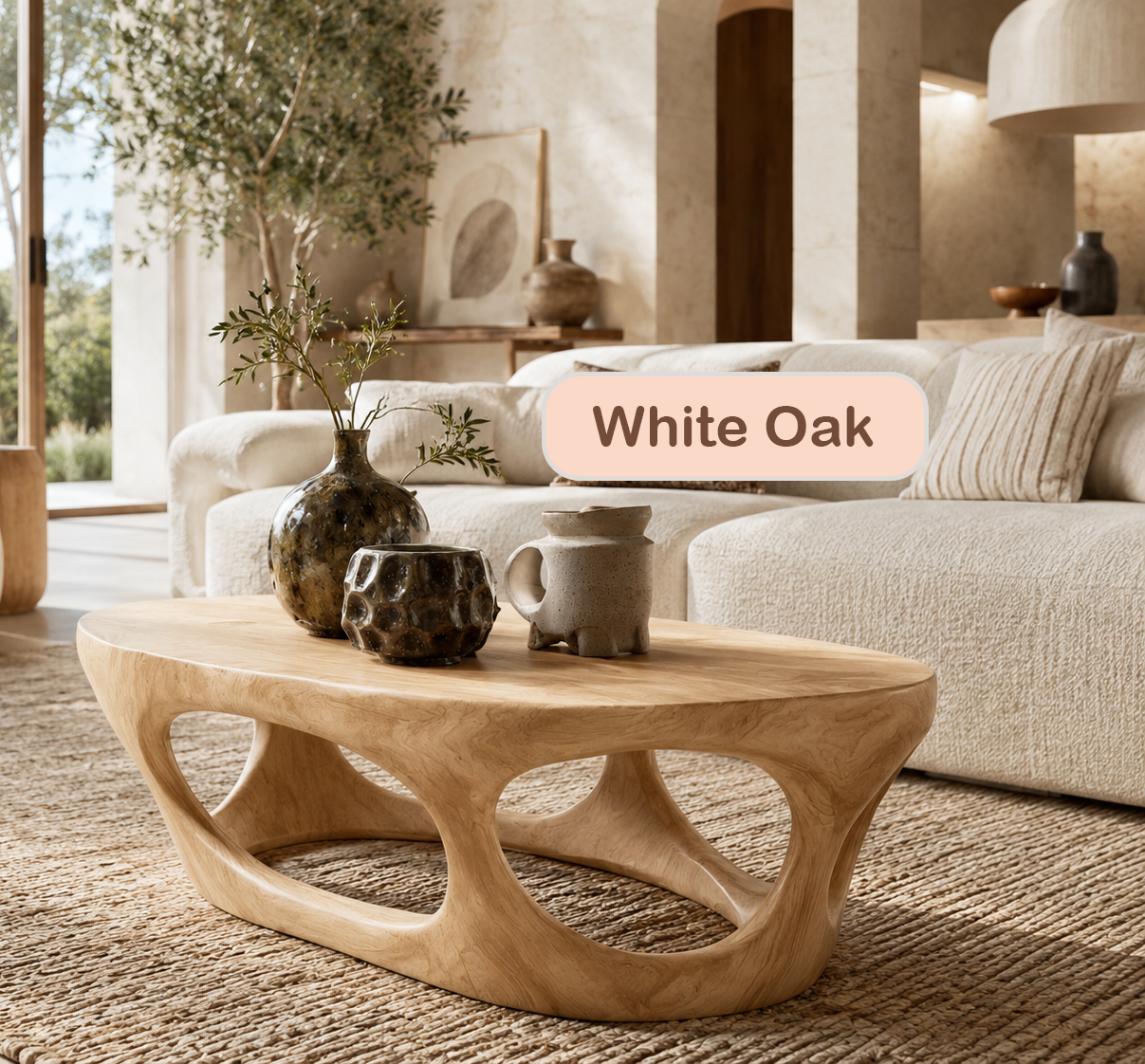 Biophilic Modern Sculptural Wood Coffee Table