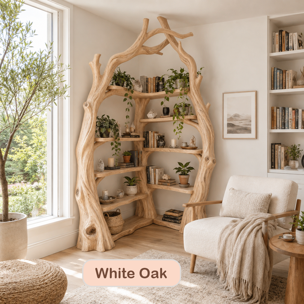 Solid Wood Corner Tree Bookshelf