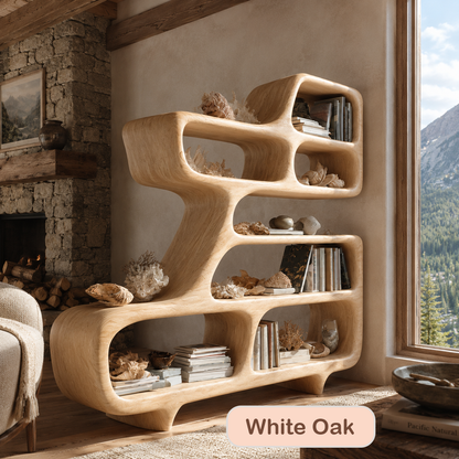 Modern Sculptural Solid Wood Bookshelf