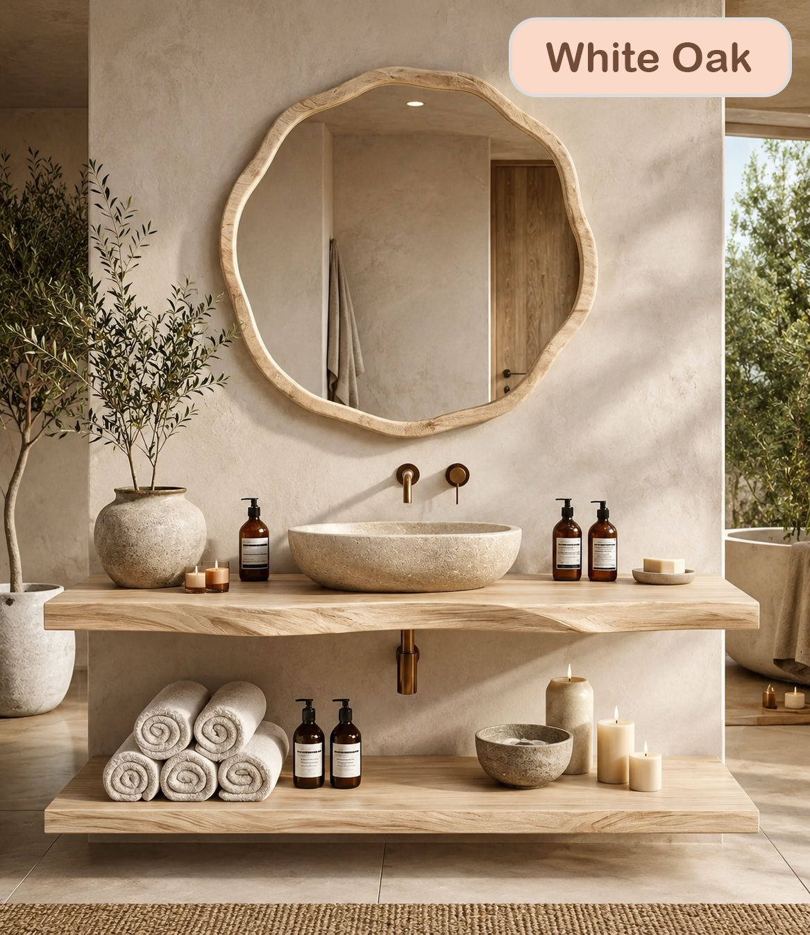 Rustic Modern Floating Wood Bathroom Vanity