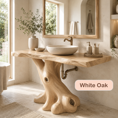 Rustic Solid Wood Live Edge Sink Console
