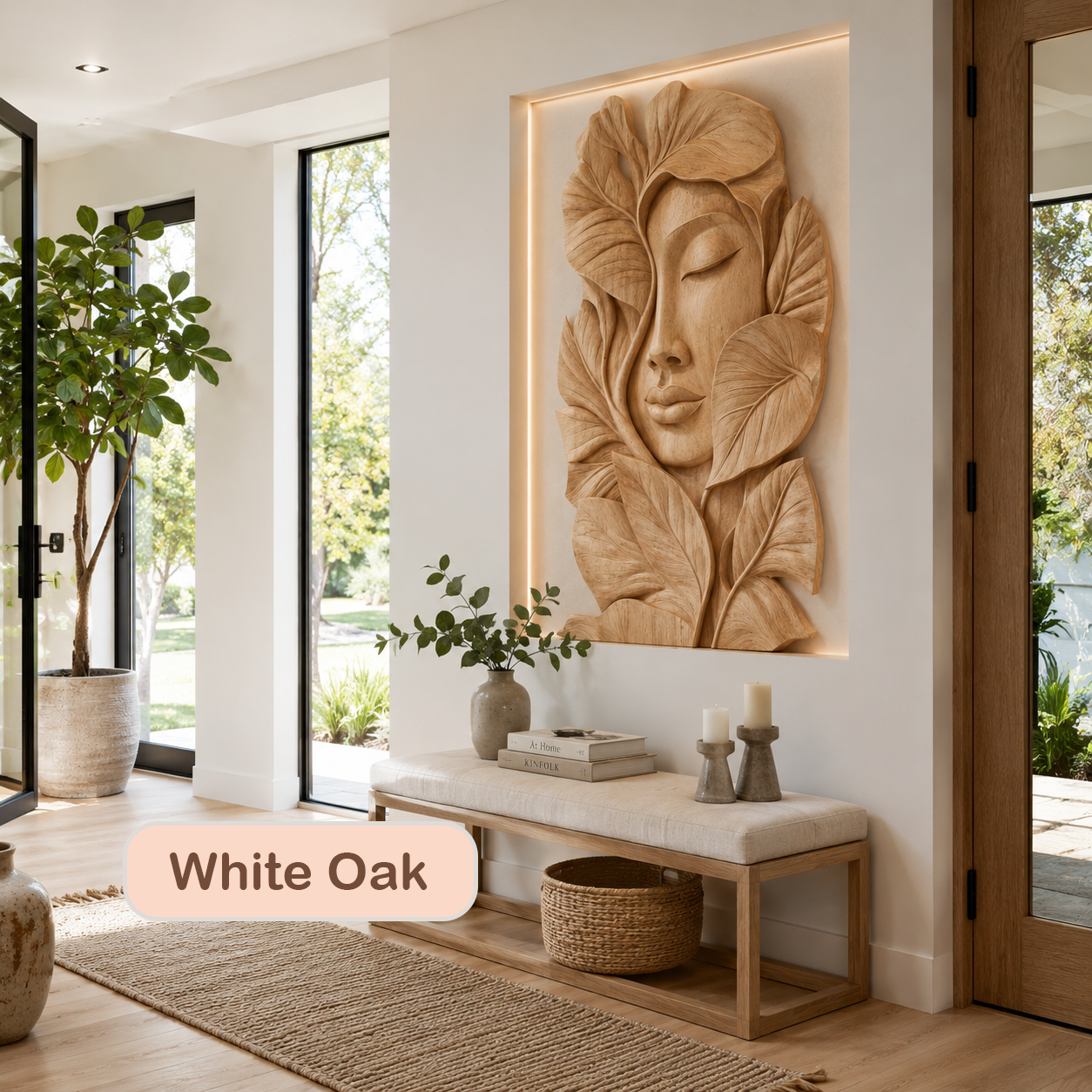 Hand-Carved Abstract Woman Face Wall Art