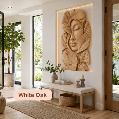 Hand-Carved Abstract Woman Face Wall Art