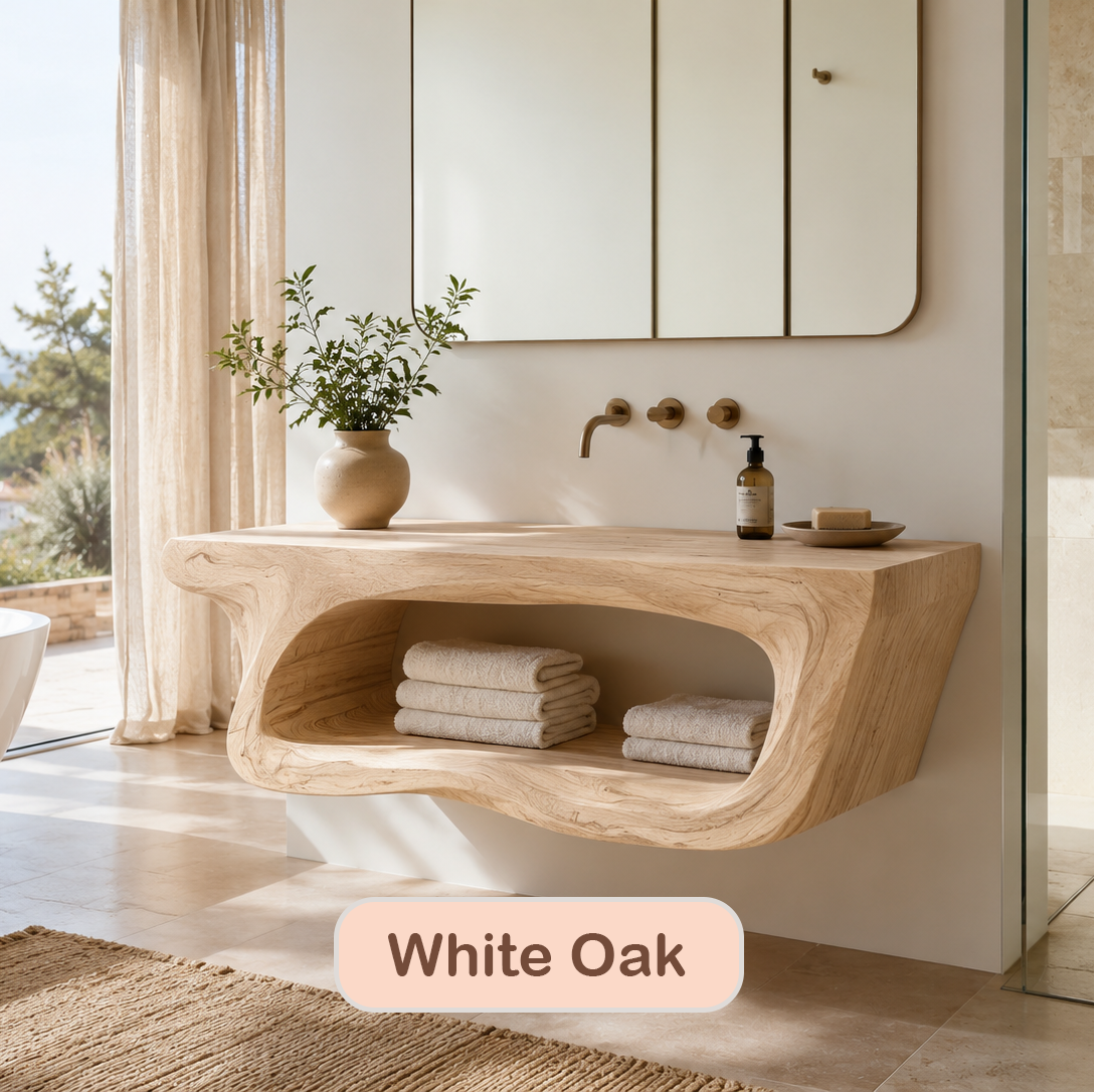 Wall Mounted Rustic Solid Wood Vanity