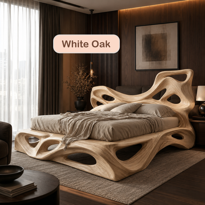 Organic Modern Sculptural Wood Bed Frame