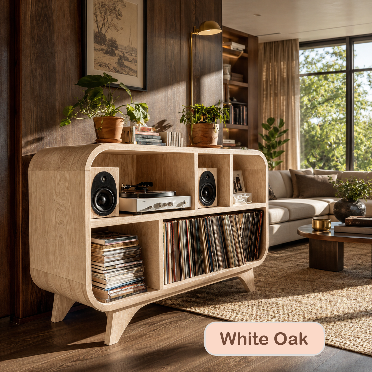 Solid Wood Vinyl Record Player Stand