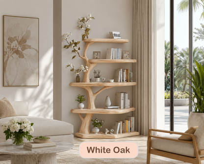 Rustic Wood Corner Tree Bookshelf