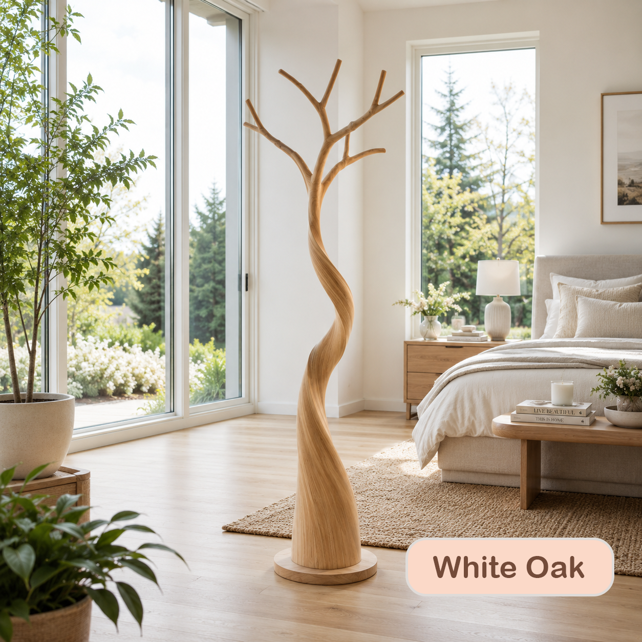Artisanal Solid Wood Tree Coat Rack